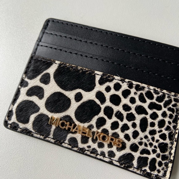 Michael Kors Black and White Key Card Holder with Animal Print - Picture 4 of 6